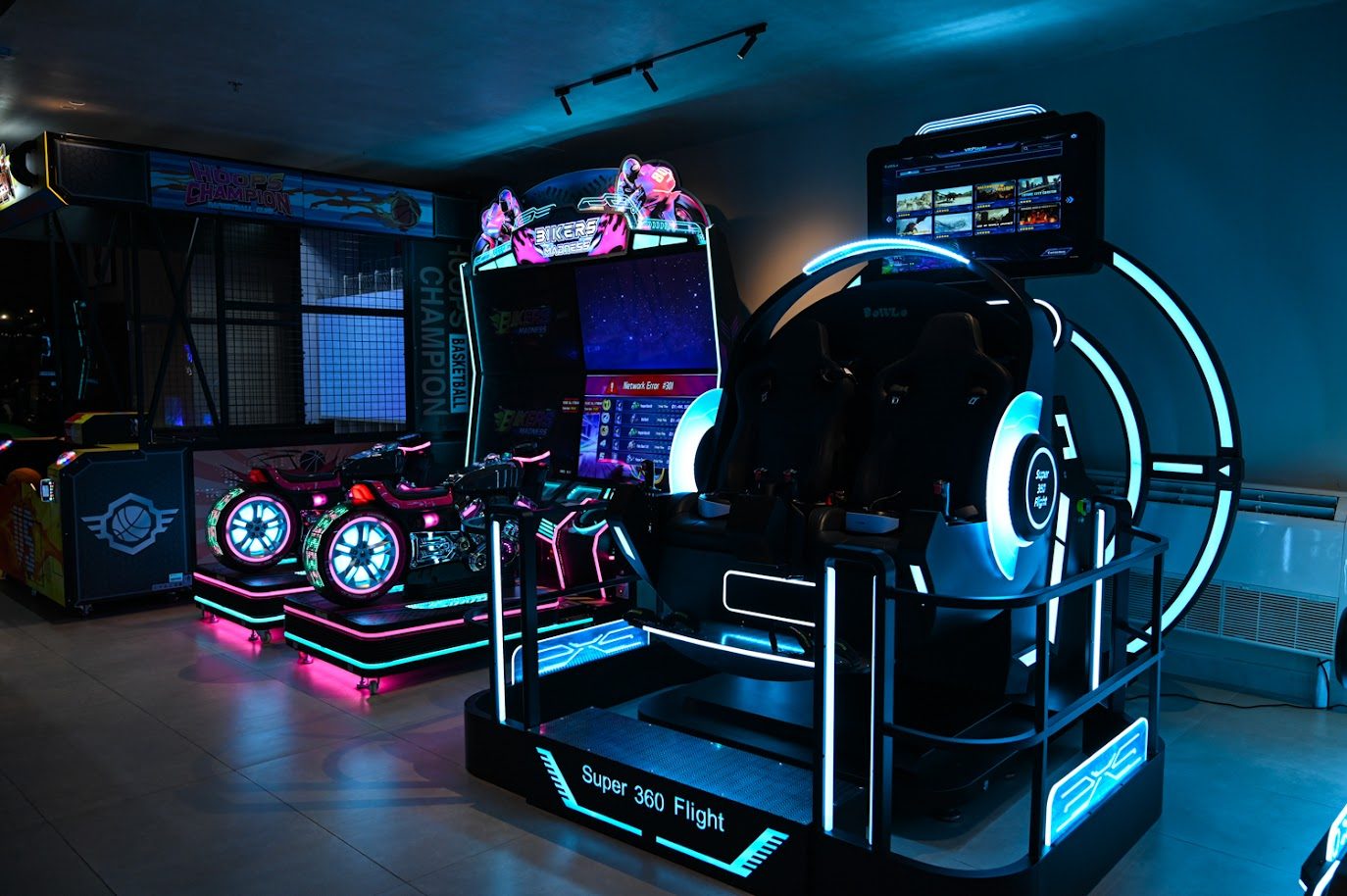 A guest mid-game in the VR zone at Bowlo